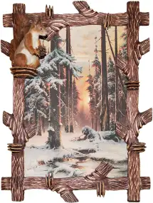 Чучело Чернышенко И.Е. ФОП "Белка" с картиной "Зимний лес"