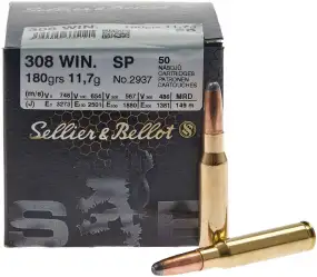Патрон Sellier & Bellot кал. 308 Win куля SP маса 11,7 г/ 180 гр