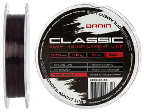 Леска Brain Classic Carp Line (dark brown) 150m 0.25mm 15lb 6.6kg