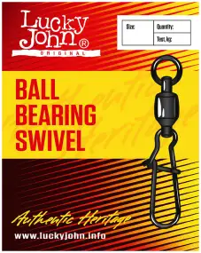 Вертлюжок із застібкою Lucky John Ball Bearing Swivel з підшипником №2 22кг (3шт/уп)