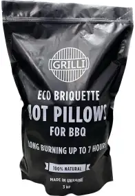 Древесный уголь Grilli экобрикет Hot Pillows 3 кг