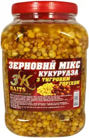 Зерновая смесь 3KBaits Зерновий Мікс Кукурудза (з тигровим горіхом) банка 3л