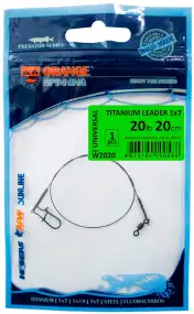 Поводок UKRSPIN Orange Spinning титан 1x7 18см 7кг(15lb)/0.33мм