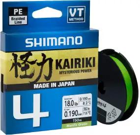 Шнур Shimano Kairiki 4 PE (Mantis Green) 150m 0.23mm 18.6kg