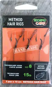 Повідець короповий Технокарп Method Hair Rigs with bait Spikes 15lb Wide Gape №10 (2шт/уп)