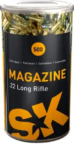 Патрон SK Magazine кал. 22 LR пуля 2,59 г/ 40 гран. Нач. скорость 327 м/с (в банке 500 шт.)