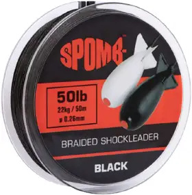 Шоклидер SPOMB Braided leader 50lb 50 m ц:black