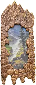 Картина "Водопад в горах" в резной рамке