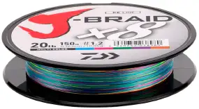 Шнур Daiwa J-Braid X8 150m (Multi Color) 0.18mm 26.5lb/12kg