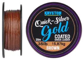 Шоклидер Kryston Quicksilver Gold Coated Shock Leader/Hook link 20m ц:gravel brown