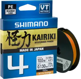 Шнур Shimano Kairiki 4 PE (Hi-Vis Orange) 150m 0.28mm 26.0kg