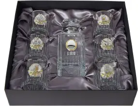Подарочный набор стаканов для виски Boss Crystal "Охота" с золотыми накладками
