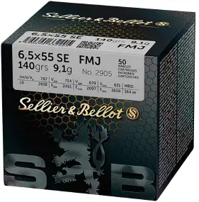 Патрон Sellier & Bellot кал. 6.5x55  пуля FMJ масса 9,1 г/ 124 гр