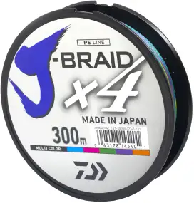 Шнур Daiwa J-Braid X4E 300m (Multi Color) 0.19mm 23lb/10.2kg