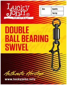 Вертлюжок із застібкою Lucky John Double Ball Bearing Swivel №5 40кг (3шт/уп)
