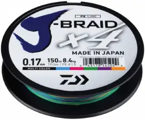 Шнур Daiwa J-Braid X4E 150m (Multi Color) 0.13mm 13lb/5.9kg