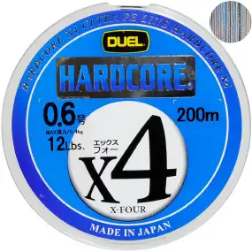 Шнур Duel Hardcore X4 200m #0.5 3.2kg ц:multi color