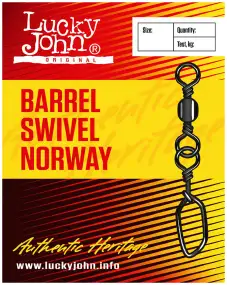 Вертлюжок с застежкой Lucky John Barrel Swivel Norway №6 28кг (10шт/уп)