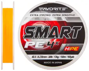Шнур Favorite Smart PE 4x 150м (оранж.) #2.5/0.256мм 13кг