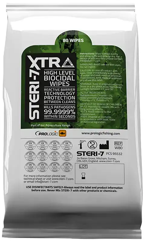Салфетки Prologic Steri-7 Xtra High Level Biocidal Wipes 80 шт/уп.